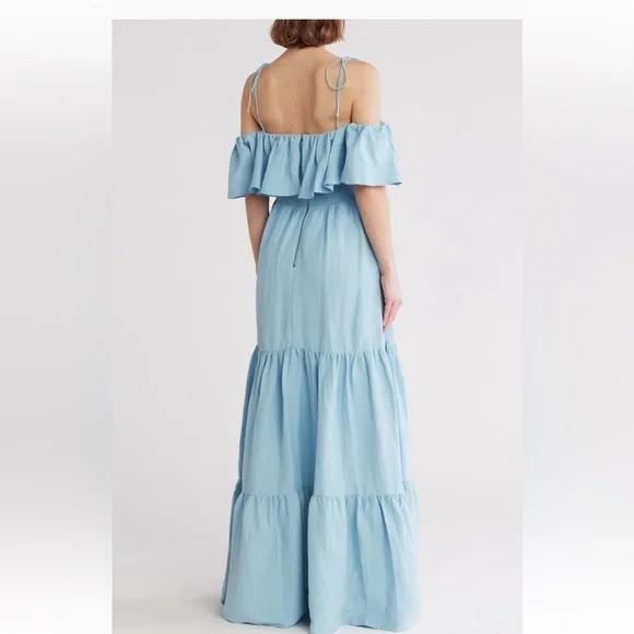 Alice + Olivia Sky Blue Ruffle Maxi Dress - Picture 2 of 3